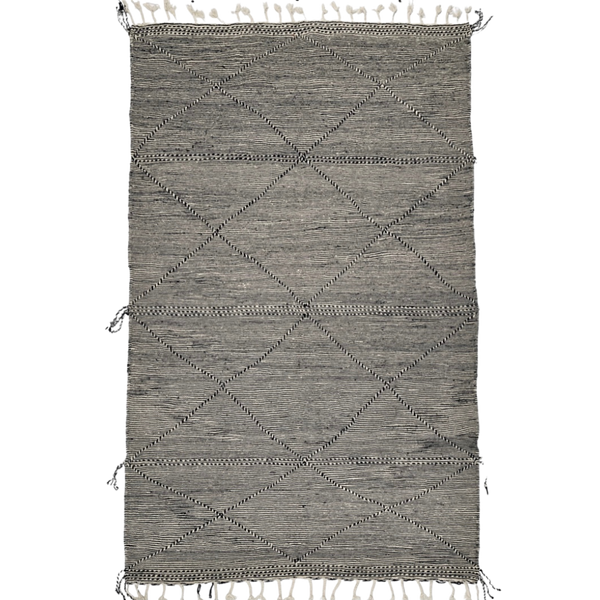Moroccan Zanafi Flat Weave Rug Black and White