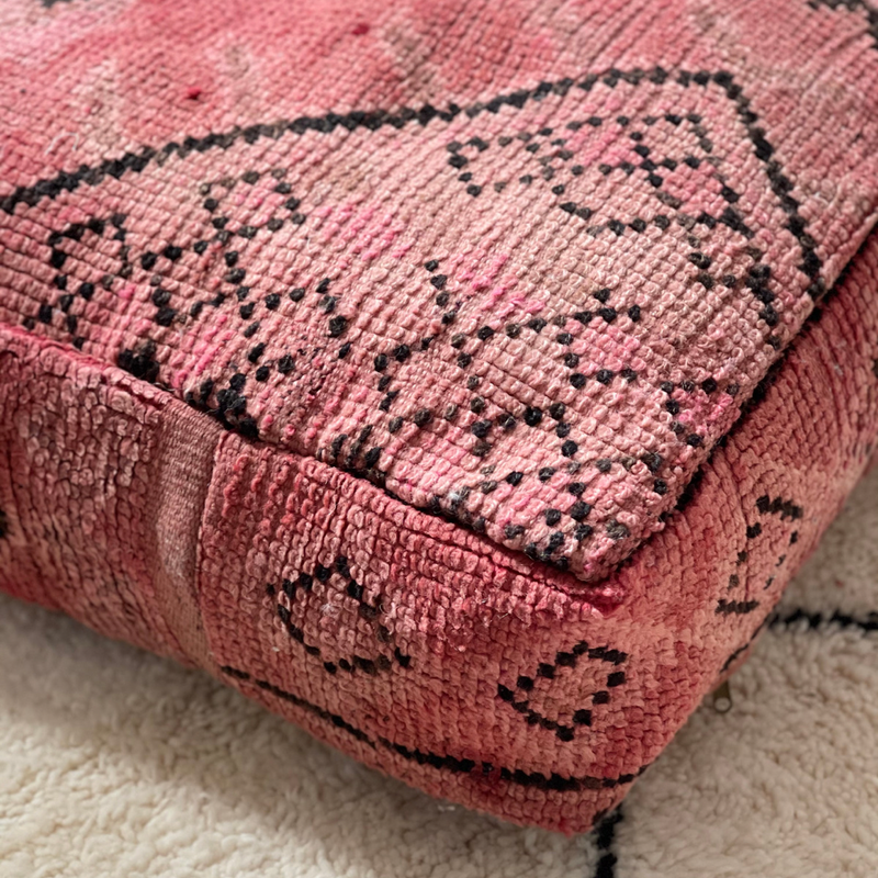Red Floor Cushion with Berber Patterns