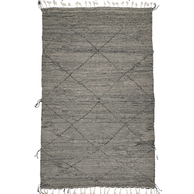 Moroccan Zanafi Flat Weave Rug Black and White