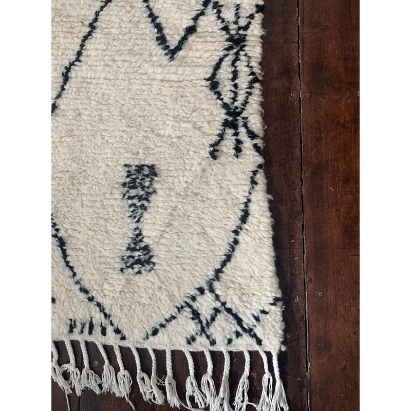 Moroccan Azilal Black and White Wool Rug