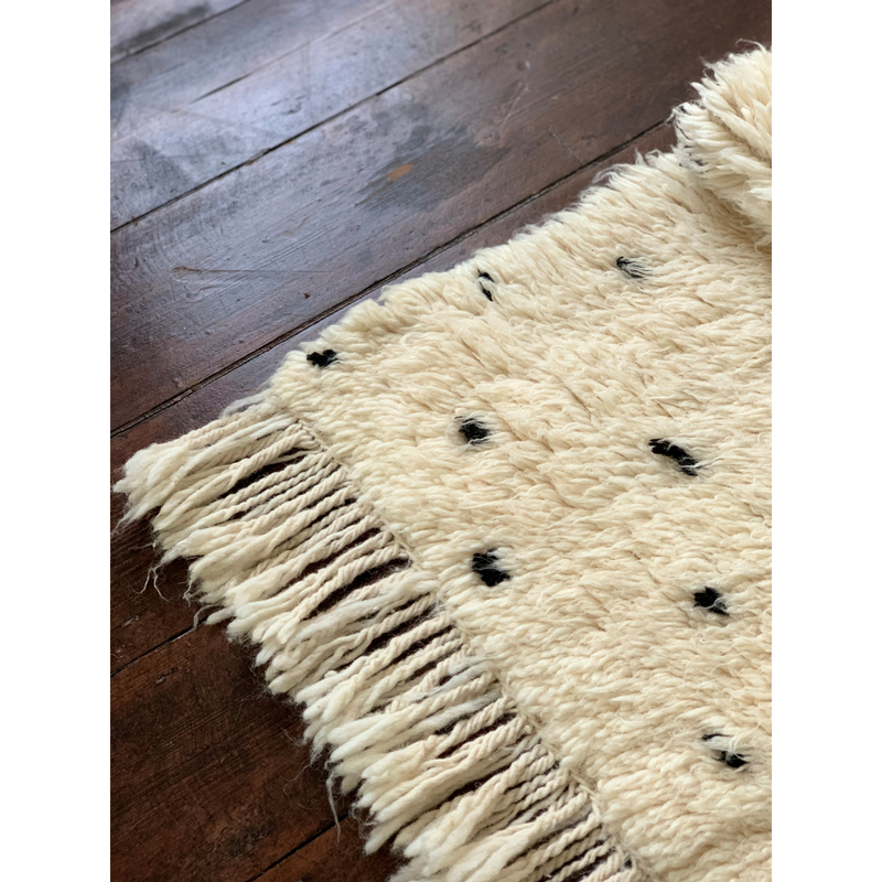 Beni Ourain rug wool black and white spots