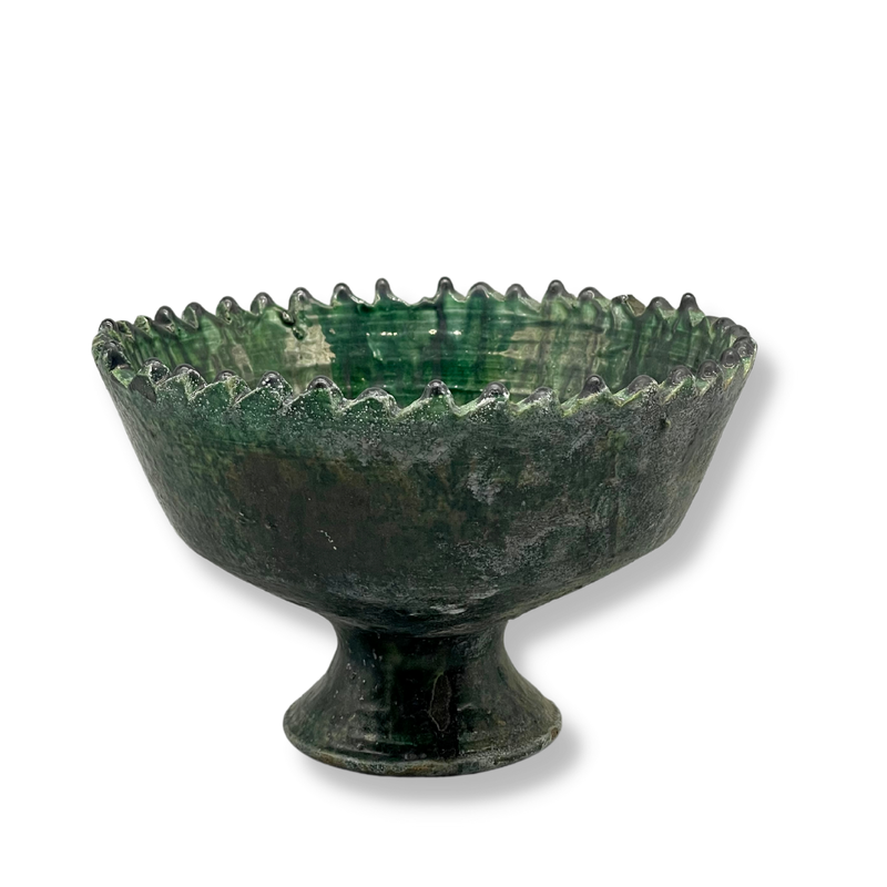 Moroccan Tamegroute Henna Bowl in Green Glaze