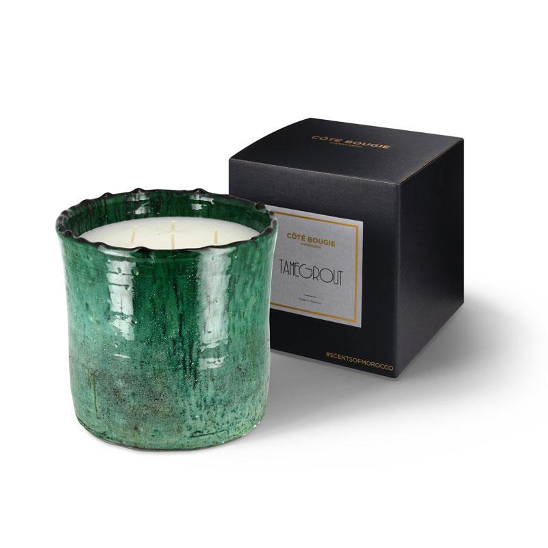 Tamegroute green glazed candle in mint and tea