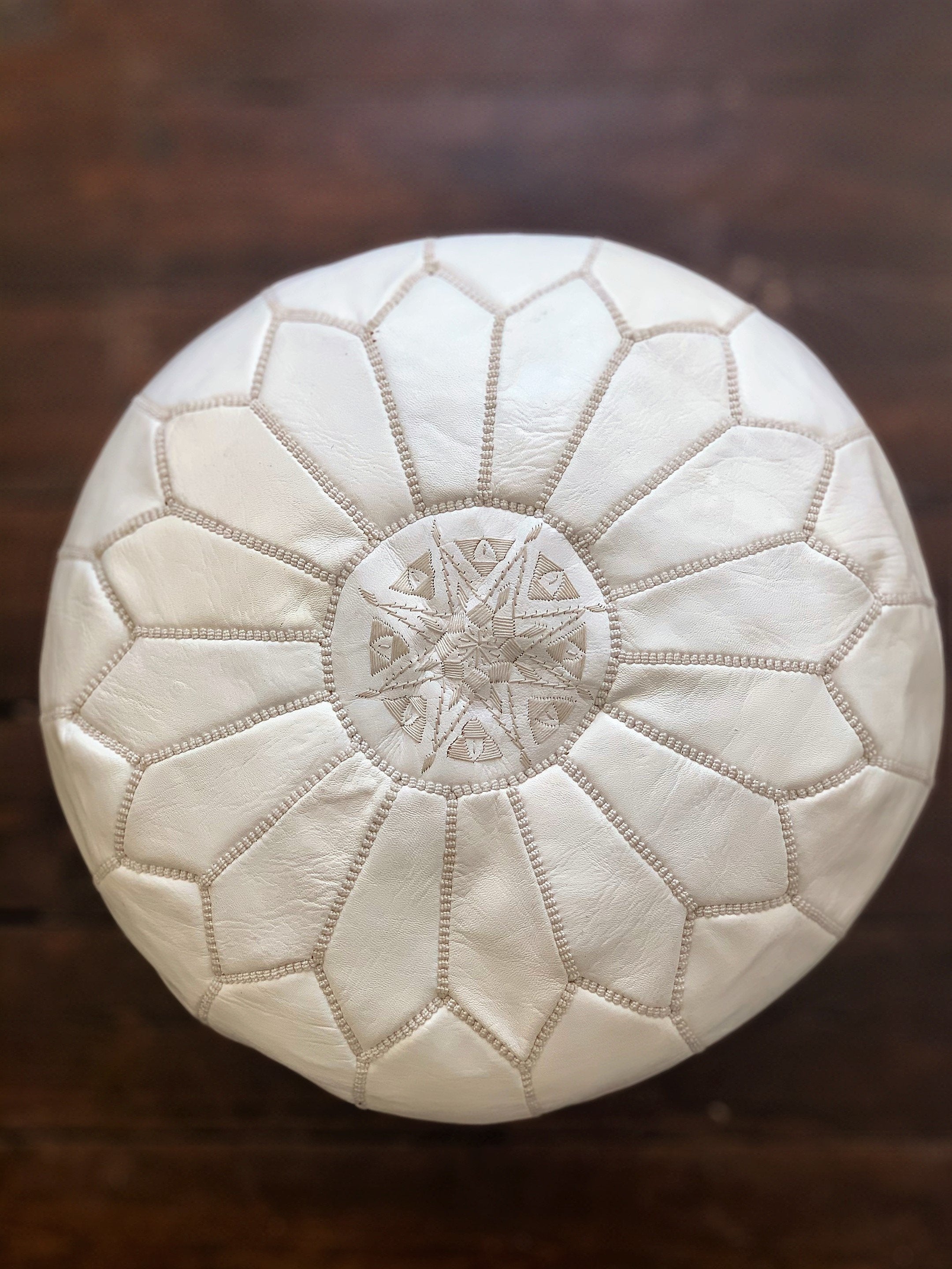 Pouffe Marocaine En Soie Fait Main - Bleu, 33x34cm, Style Contemporain