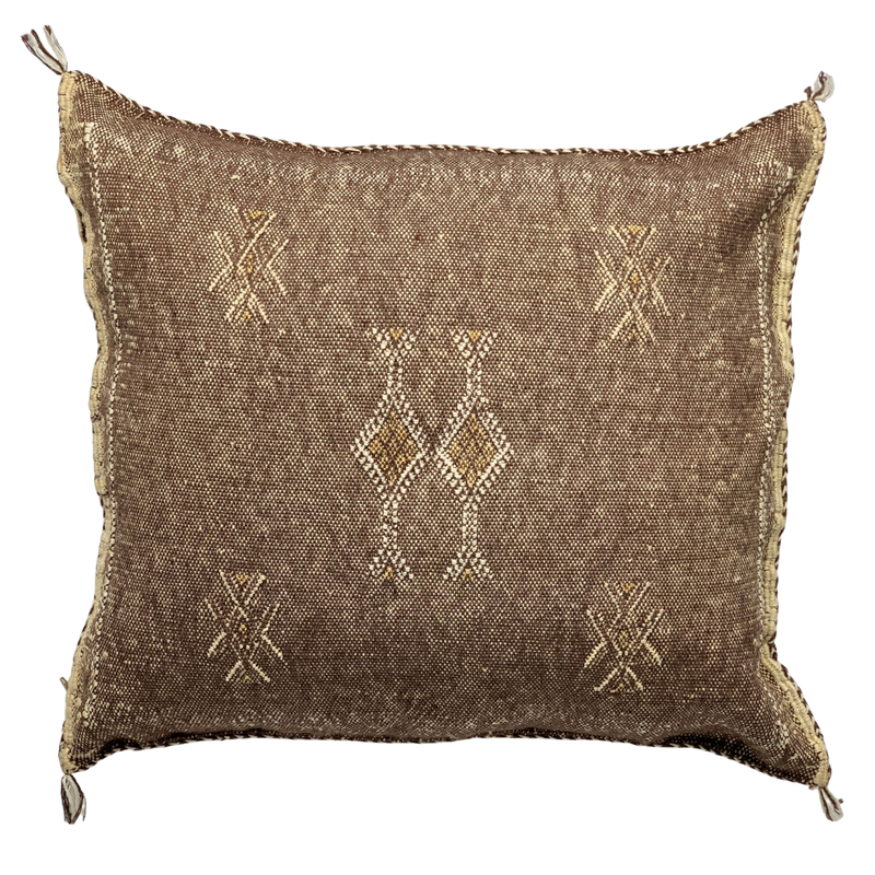 Moroccan sabra cactus silk cushion brown