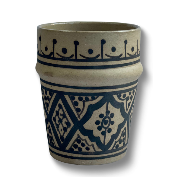 Moroccan Ceramic Cup in traditional Safi Zwak pattern