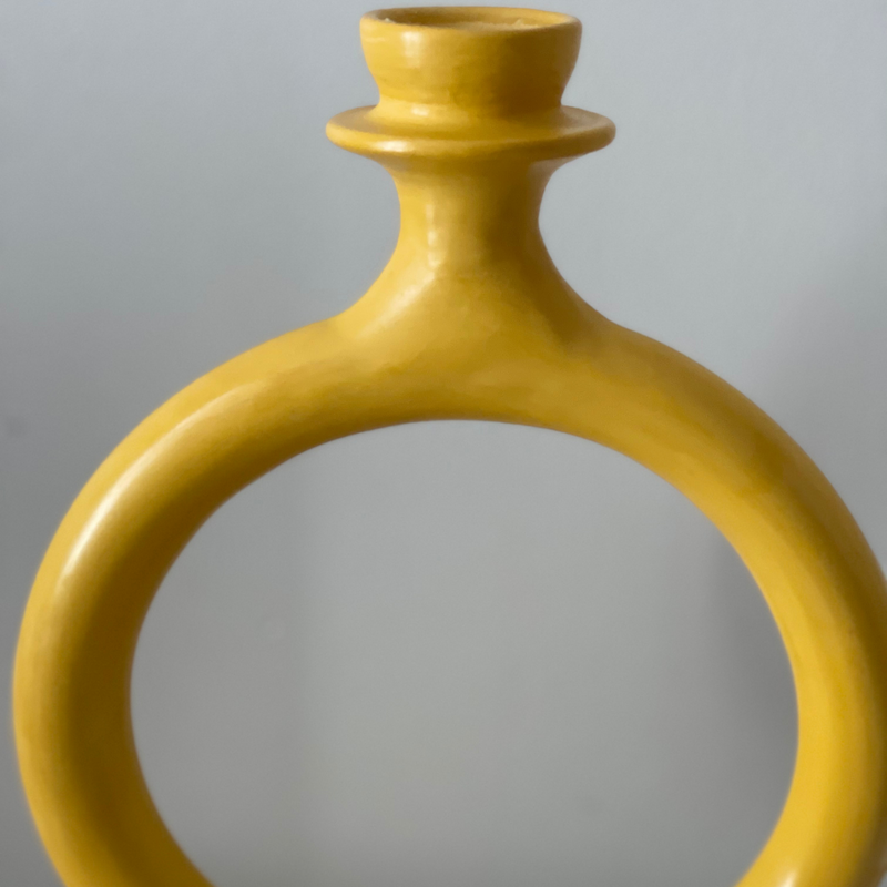 Round Moroccan Candleholder Yellow