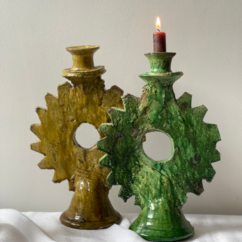 Tamegroute pottery - sculptural candle holders