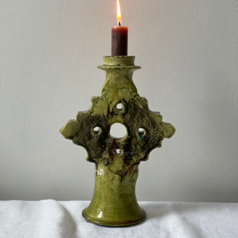 Moroccan Tamegroute L'ozange Candle holder Ochre