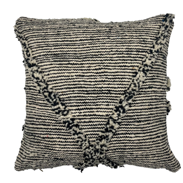 Moroccan Zanafi Flat Weave Cushion Black and White