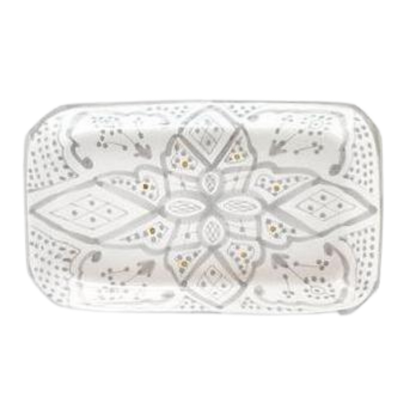 Chabi Chic Plate in White Grey and Gold Zwak Pattern
