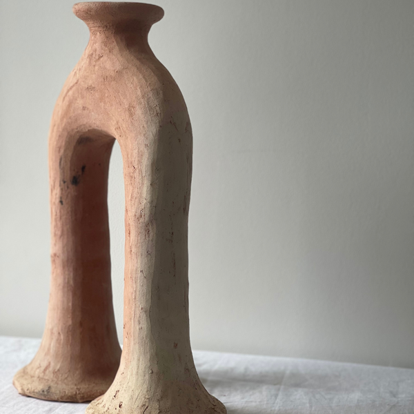 Sculptural Terracotta Tamegroute Candle holder 'Arch'