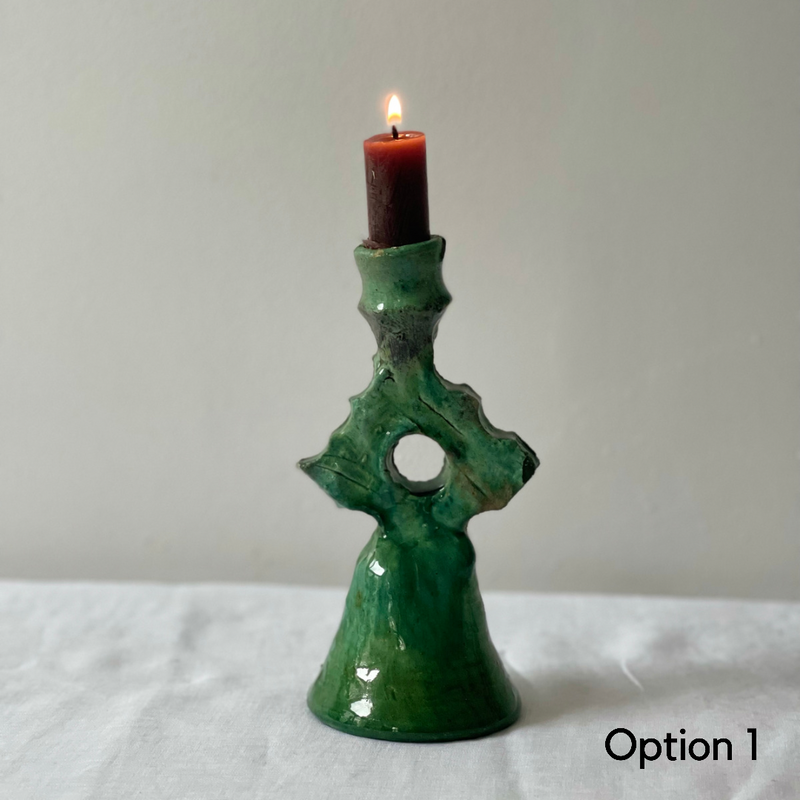 Moroccan Green Tamegroute star shaped candle holder 