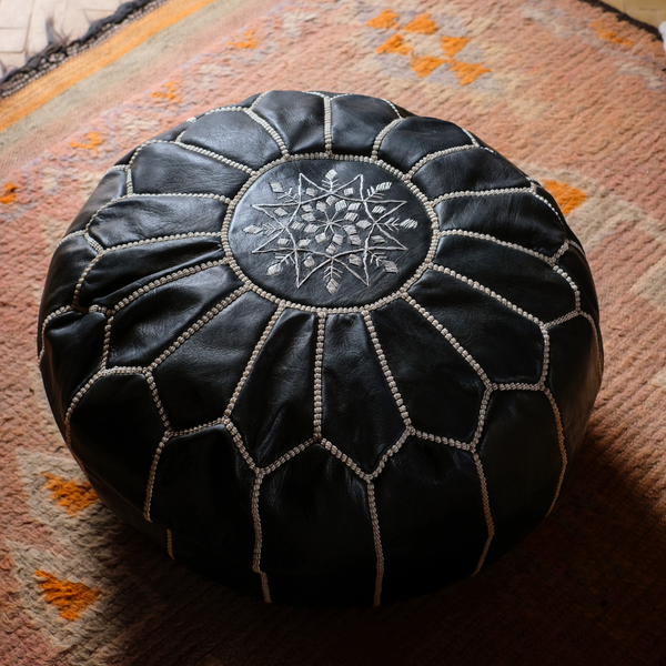 Leather Pouffe Moroccan 