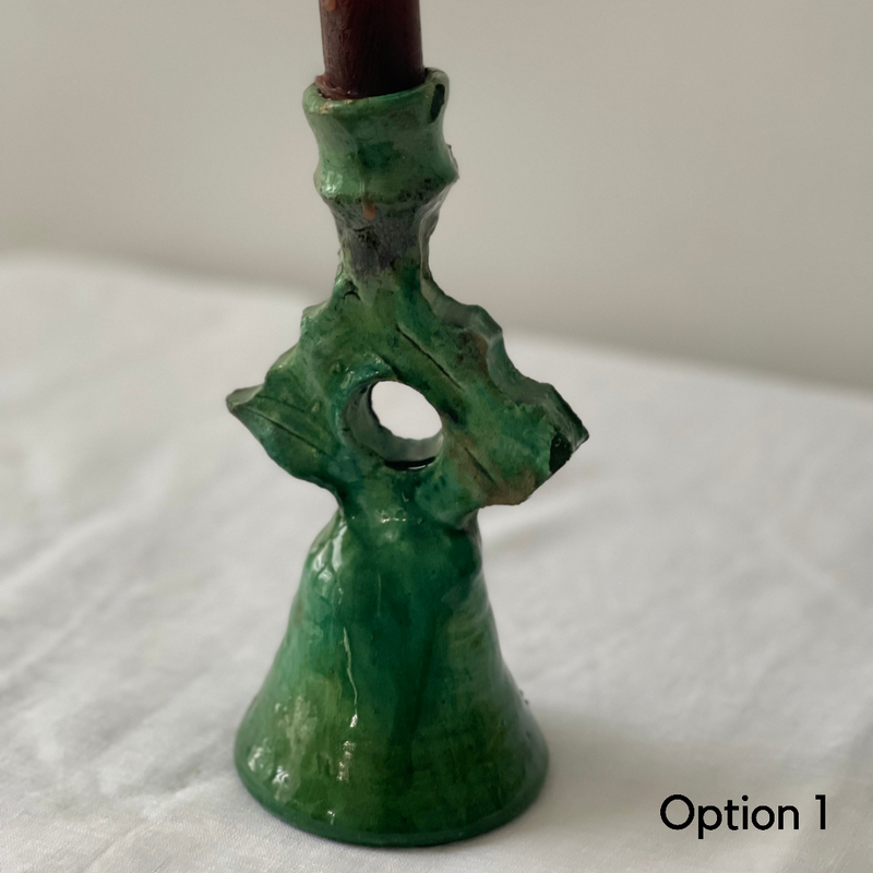Moroccan star shaped green candlestick 