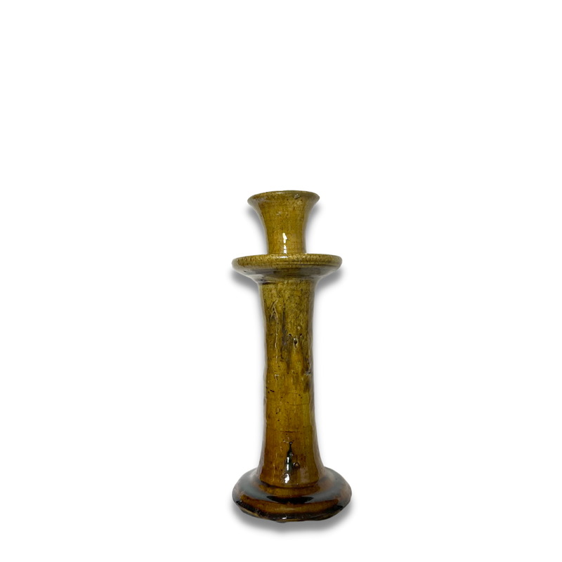 Moroccan Tamegroute candleholder yellow ochre